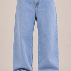 Waysho Men's Ice Blue Loose Fit Baggy Jeans front view