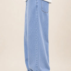 Waysho Men's Ice Blue Loose Fit Baggy Jeans Left view