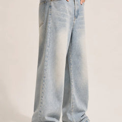 Men's Light Grey Super Baggy Jeans Left view By Waysho