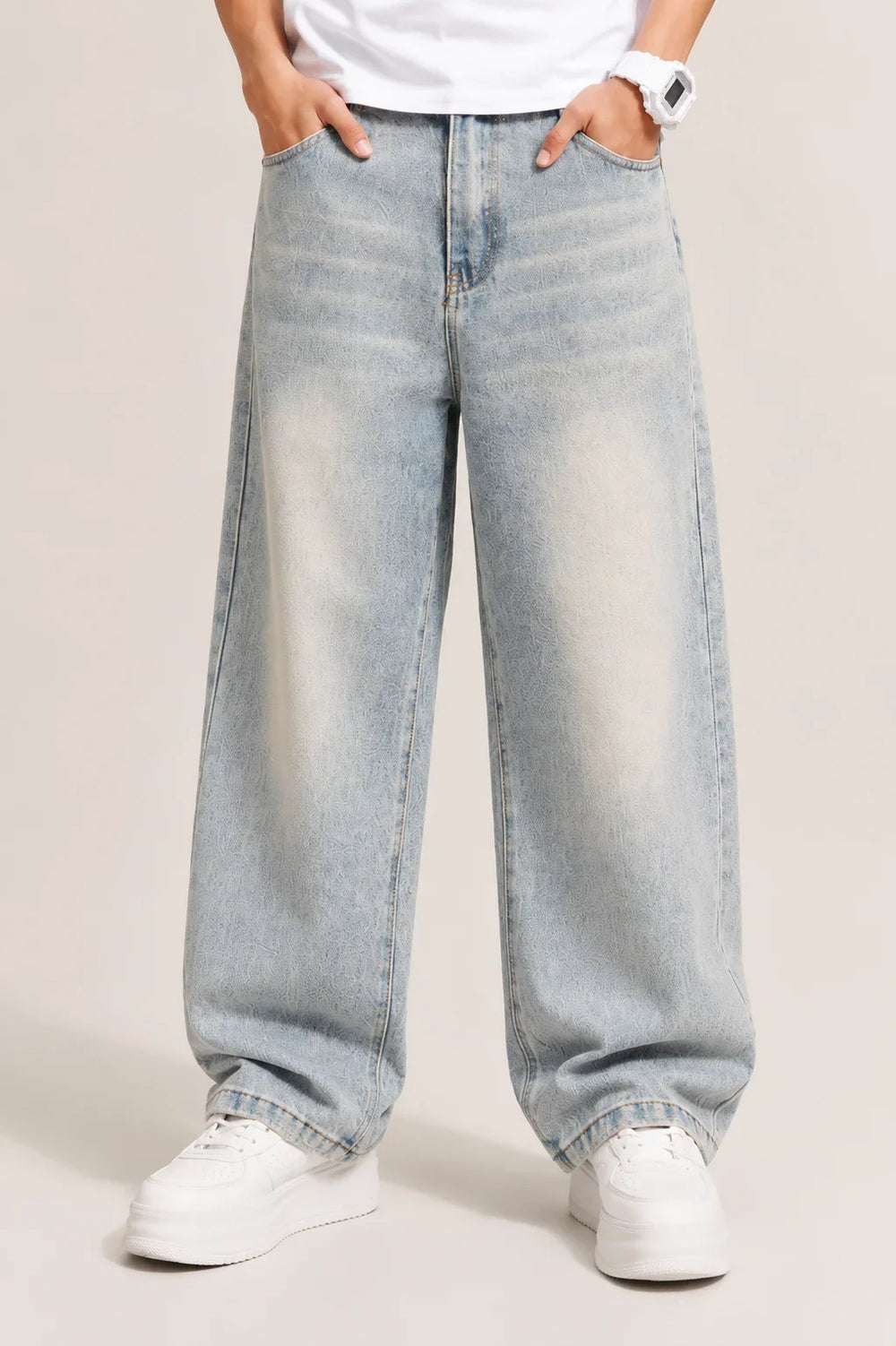 LIGHT GREY SUPER BAGGY JEANS