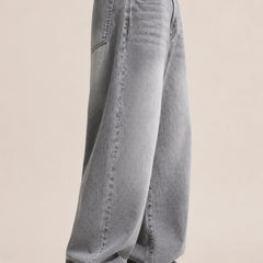 Men's Light Grey Vintage Wash Loose Fit Baggy Jeans left view by waysho