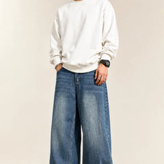 Men's Medium Blue Baggy Fit Jeans Full View By Waysho
