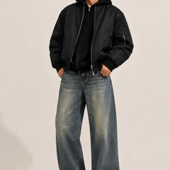 Men's Medium Blue Wash Loose Fit Baggy Jeans full view by waysho