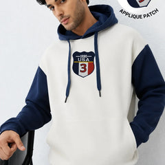 Men’s Navy and White Oversized Hoodie Front View by waysho