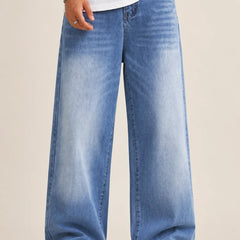men's shaded blue-baggy jeans front by waysho