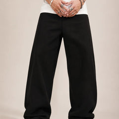 Men's Solid Black Baggy Jeans  front view by Waysho 