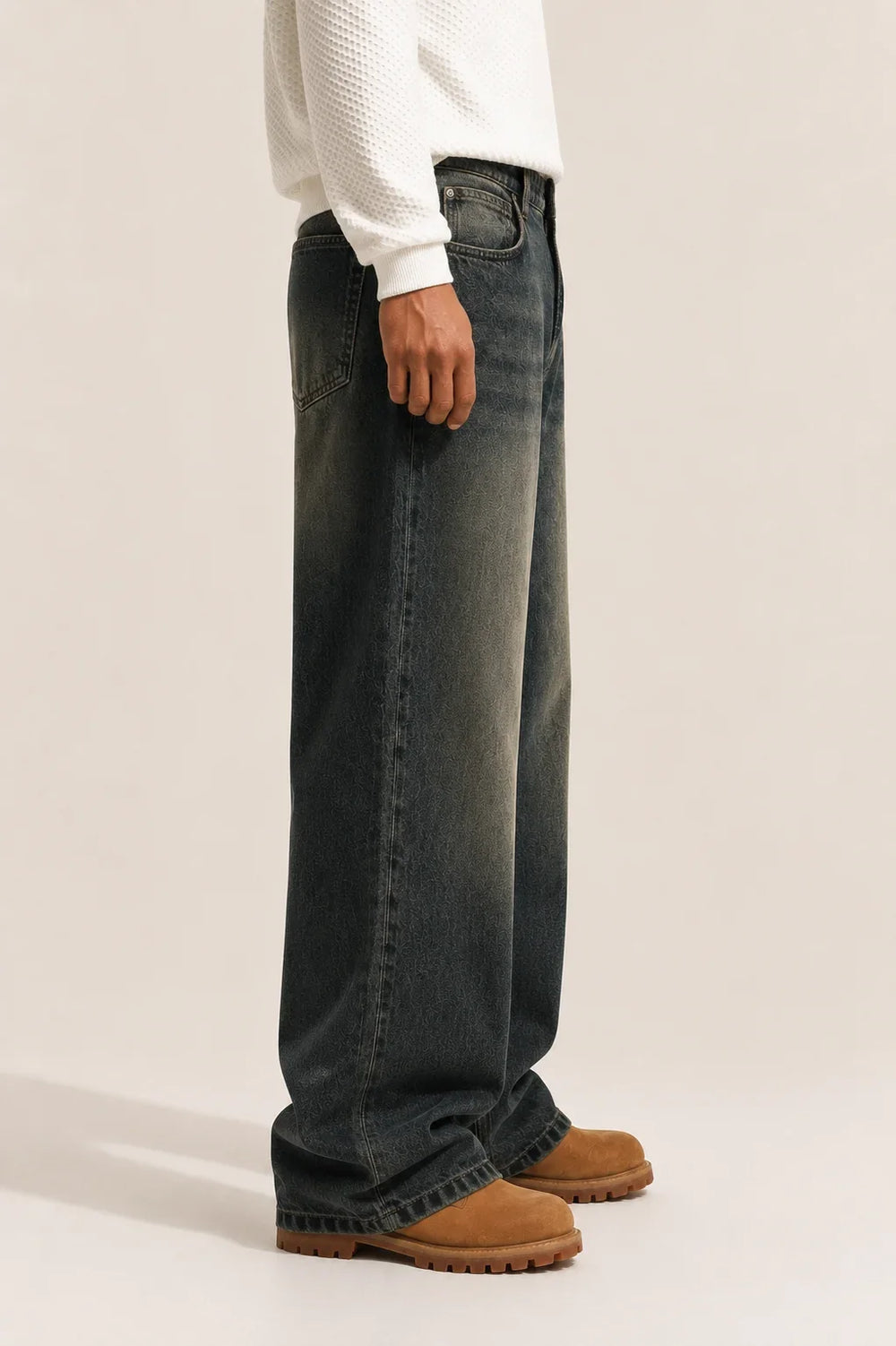 Men's vintage Tint super baggy jeans left view by Waysho