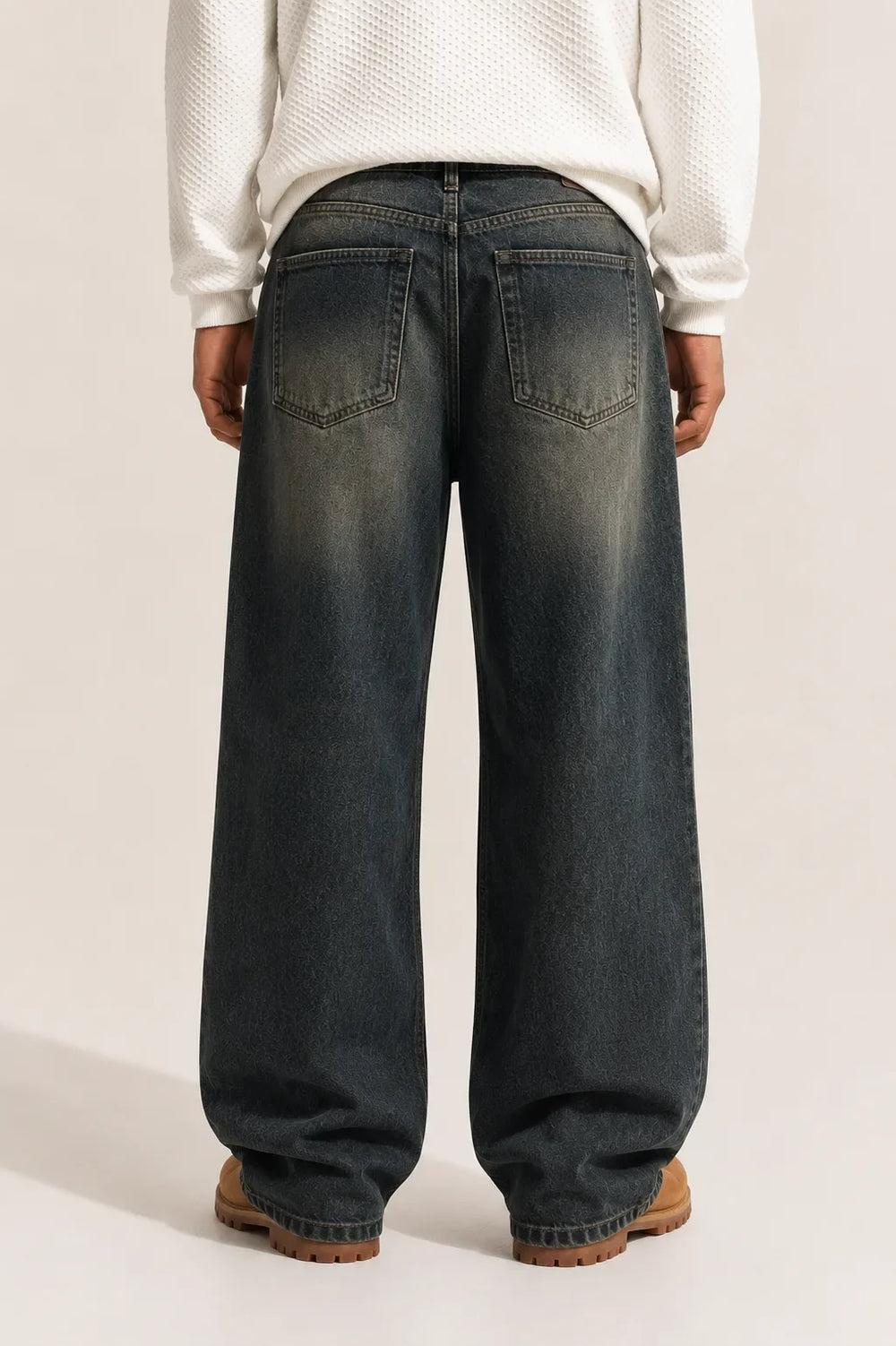 Men's vintage Tint super baggy jeans Back view by Waysho