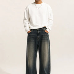 Men's vintage Tint super baggy jeans Full Front view by Waysho
