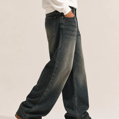 Men's vintage Tint super baggy jeans side view by Waysho