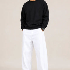 Men's White Loose Fit Jeans Full front  view by waysho