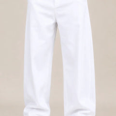 Men's White Loose Fit Jeans front  view by waysho