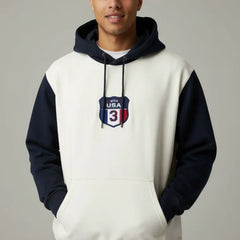 Off- White & Navy Oversized Hoodie