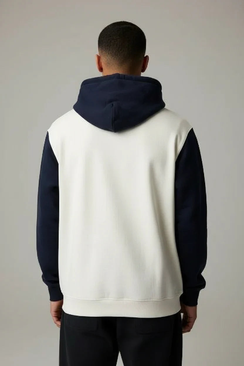 Off- White & Navy Oversized Hoodie