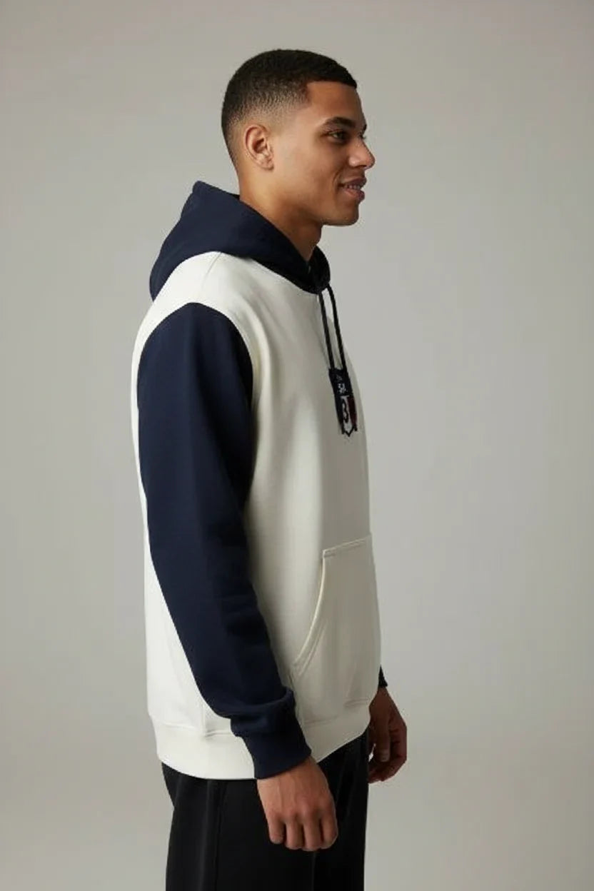 Off- White & Navy Oversized Hoodie