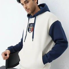 Off- White & Navy Oversized Hoodie