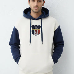 Off- White & Navy Oversized Hoodie