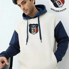 Off- White & Navy Oversized Hoodie