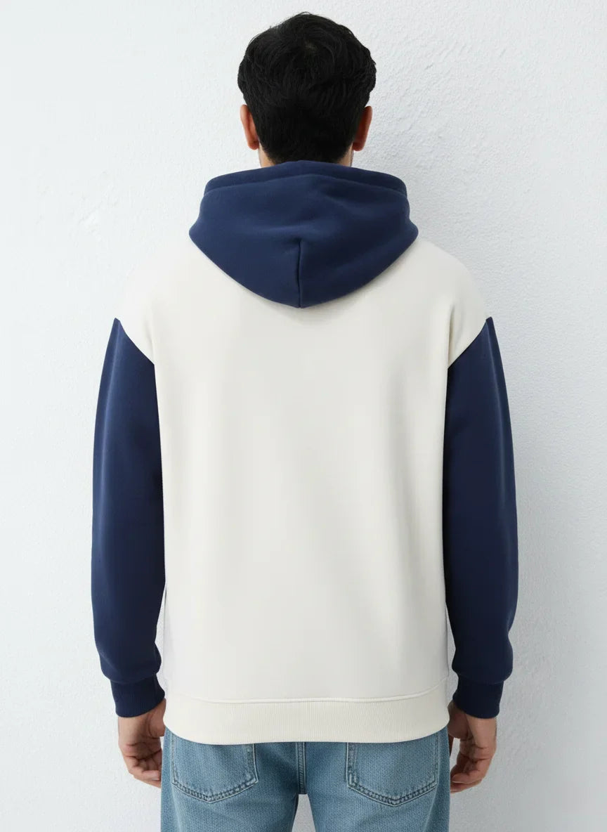 Off- White & Navy Oversized Hoodie