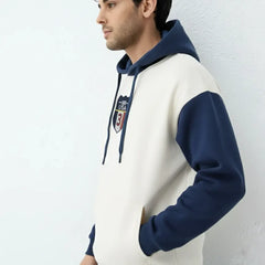 Off- White & Navy Oversized Hoodie