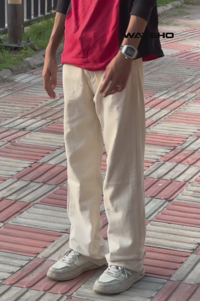 BEIGE LOOSE FIT BAGGY JEANS VIDEO BY WAYSHO