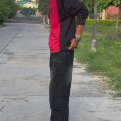 men's black wash Loose Fit jeans Video view by waysho