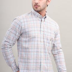 BEIGE BLUE CHECK SHIRT