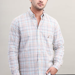 BEIGE BLUE CHECK SHIRT