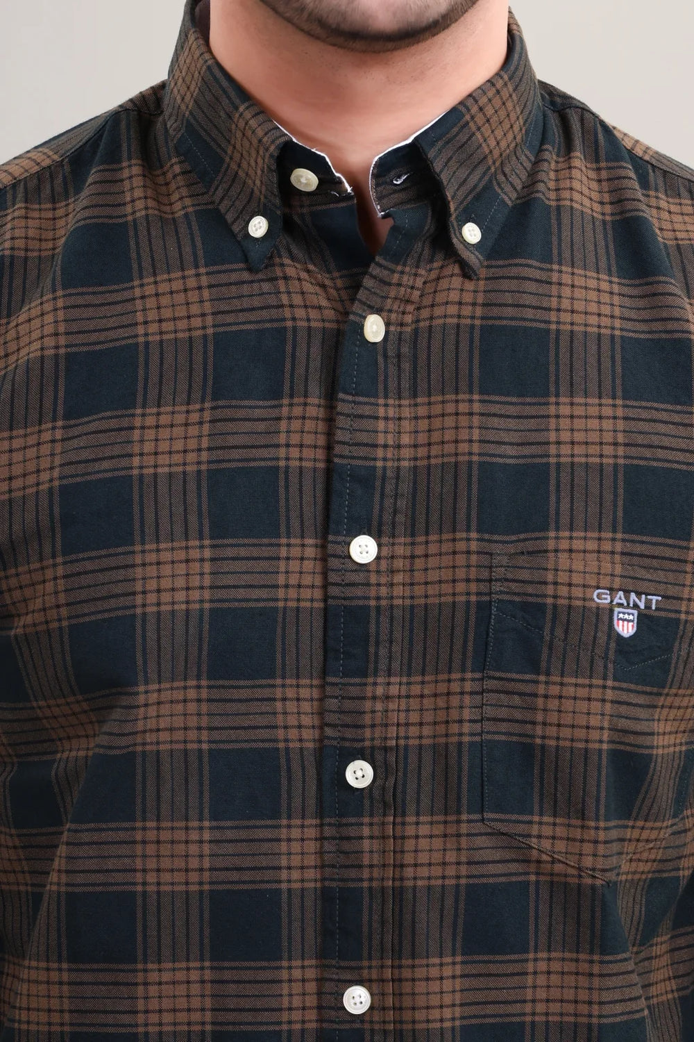 Brown Check Cotton Shirt