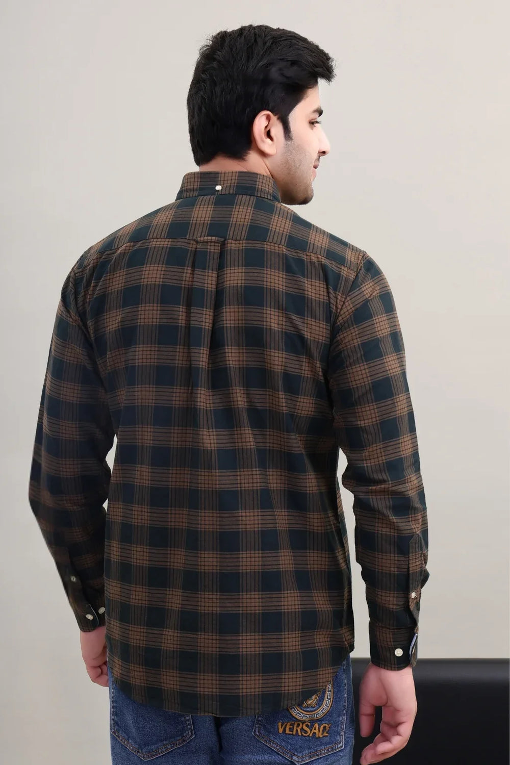 Brown Check Cotton Shirt