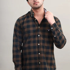 Brown Check Cotton Shirt