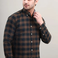 Brown Check Cotton Shirt