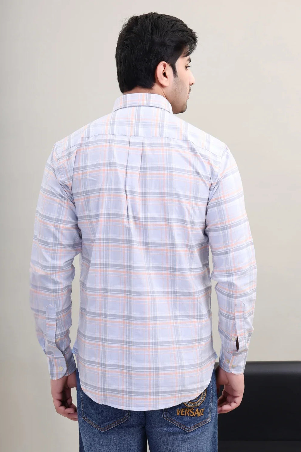 GREY PEACH CHECK SHIRT