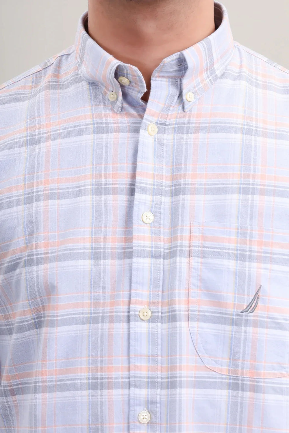 GREY PEACH CHECK SHIRT