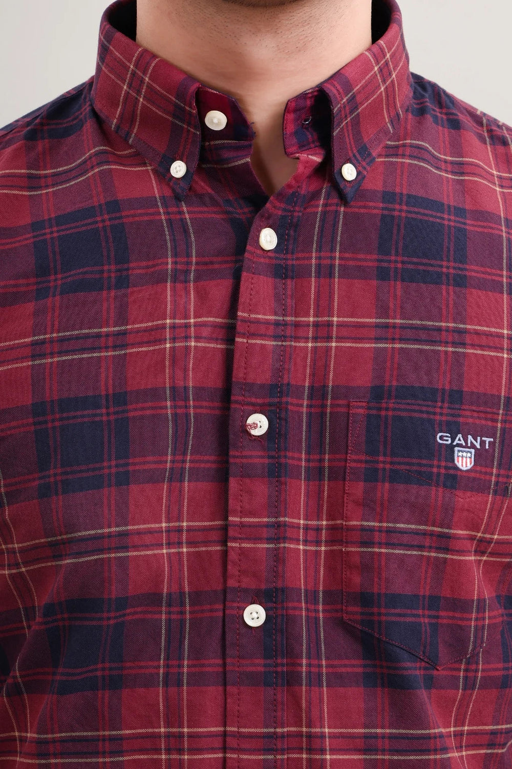 MAROON CHECK COTTON SHIRT