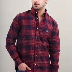 MAROON CHECK COTTON SHIRT