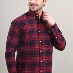 MAROON CHECK COTTON SHIRT