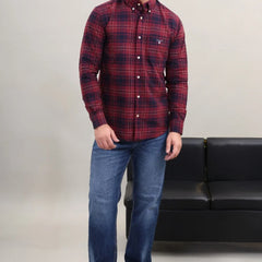 MAROON CHECK COTTON SHIRT