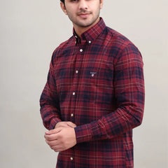 MAROON CHECK COTTON SHIRT