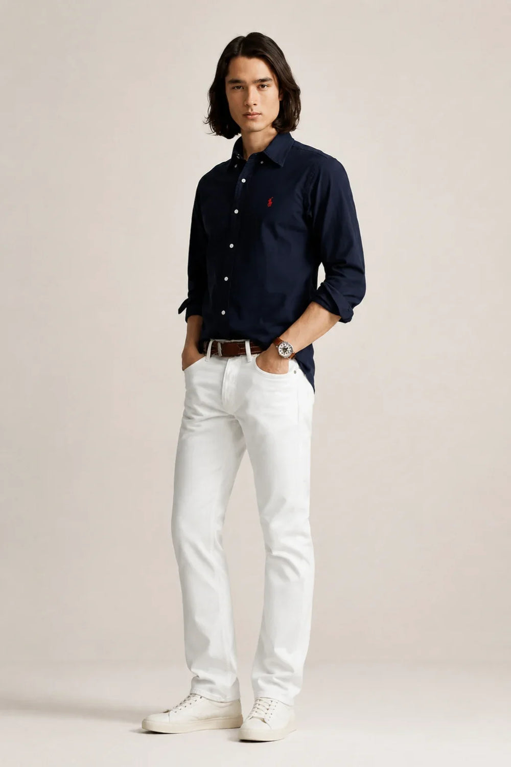 Navy Blue Cotton Casual Shirt