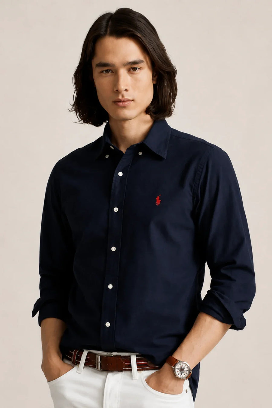 Navy Blue Cotton Casual Shirt