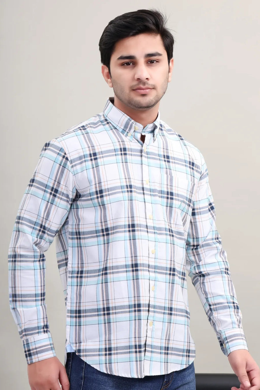 WHITE CHECK CASUAL SHIRT