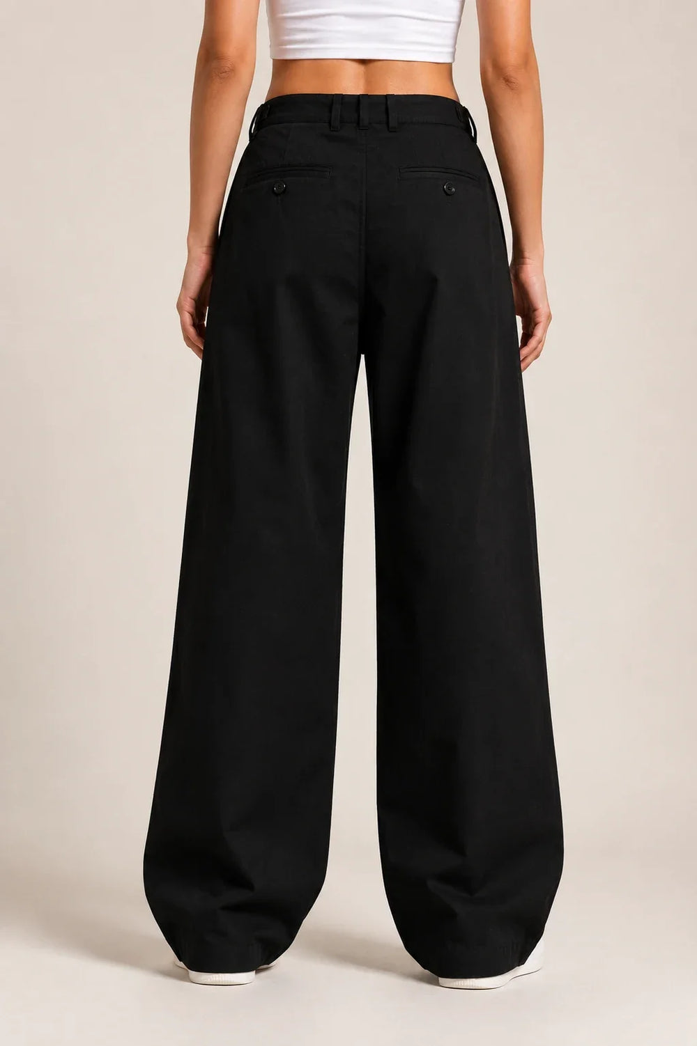 Waysho Women's Black High Rise Wide Leg Denim Jeans Back View