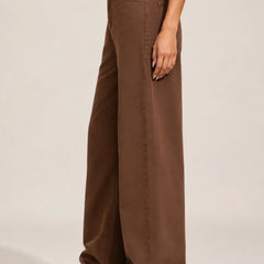 Waysho Women's Brown High Rise Wide Leg Jeans left View