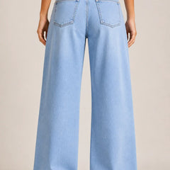 Waysho Women's Light Blue High Rise Straight Fit Jeans Back View