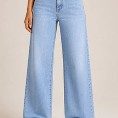 Waysho Women's Light Blue High Rise Straight Fit Jeans Front View