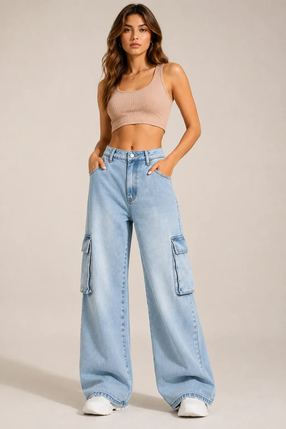 Light Blue Wide Leg Cargo