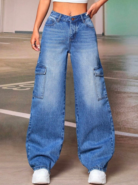 Whisker Wash Cargo Jeans