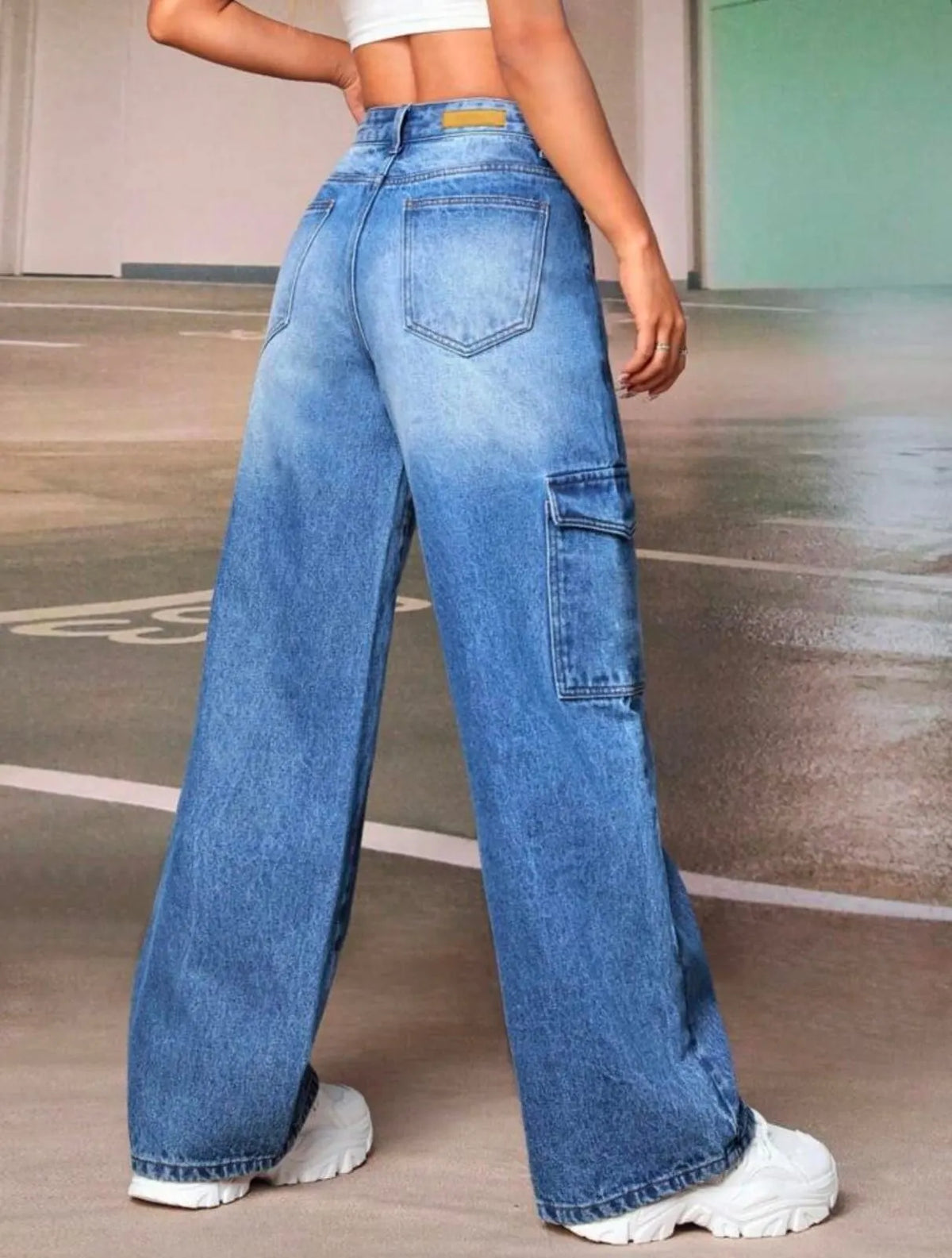 Whisker Wash Cargo Jeans