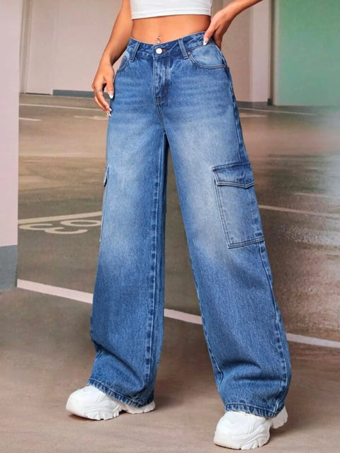 Whisker Wash Cargo Jeans